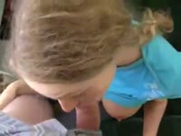 My teen incest daughter gags on my dick